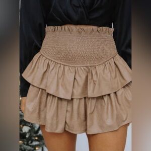 Mustard Seed Tan Leather Skort